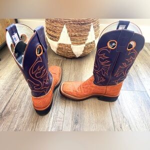 Men’s Olathe Orange Elephant Vamp/ Purple Top Boot 11D